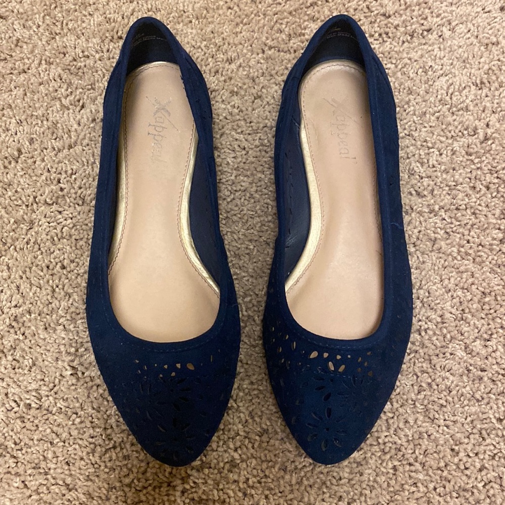 Navy Blue Flats with Flower detail
